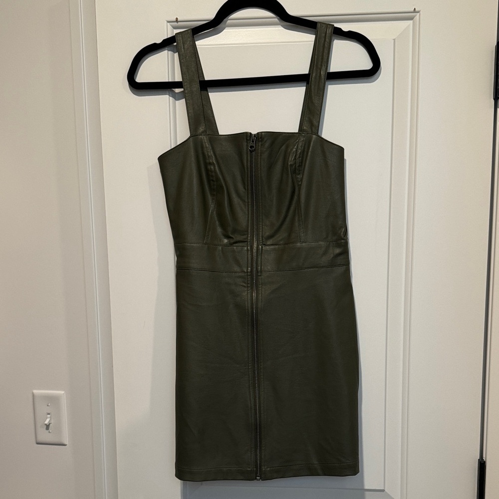 Leather Olive Green Dress